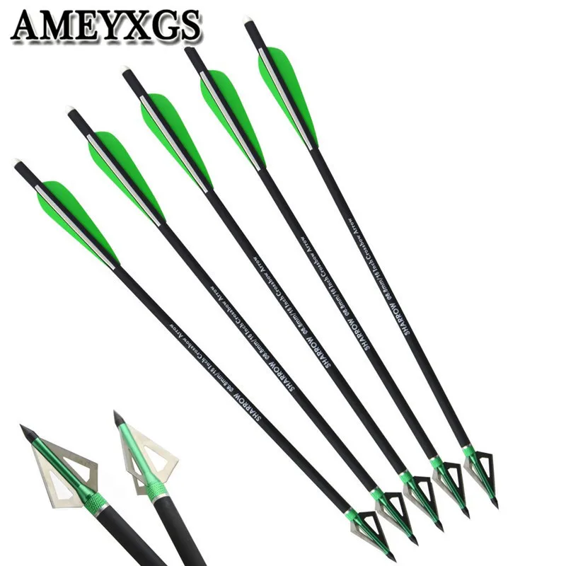 

12Pcs 17" Archery Crossbow Bolts Carbon Arrows with Replaceable Screw in Broadhead For Hunting Shooting Practice Accessories