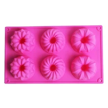 6cavity пончик кекса Силиконовая форма для выпечки в форме цветка в форме пончика пресс-формы для выпечки лоток сковорода формы силиконовая форма для выпечки в формочка, Инструменты для декорирования