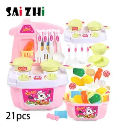 Saizhi 21 шт./компл. игрушечная кухня с посудой детей DIY для игрушечной кухни Пособия по кулинарии кухонная утварь ролевая игра детская