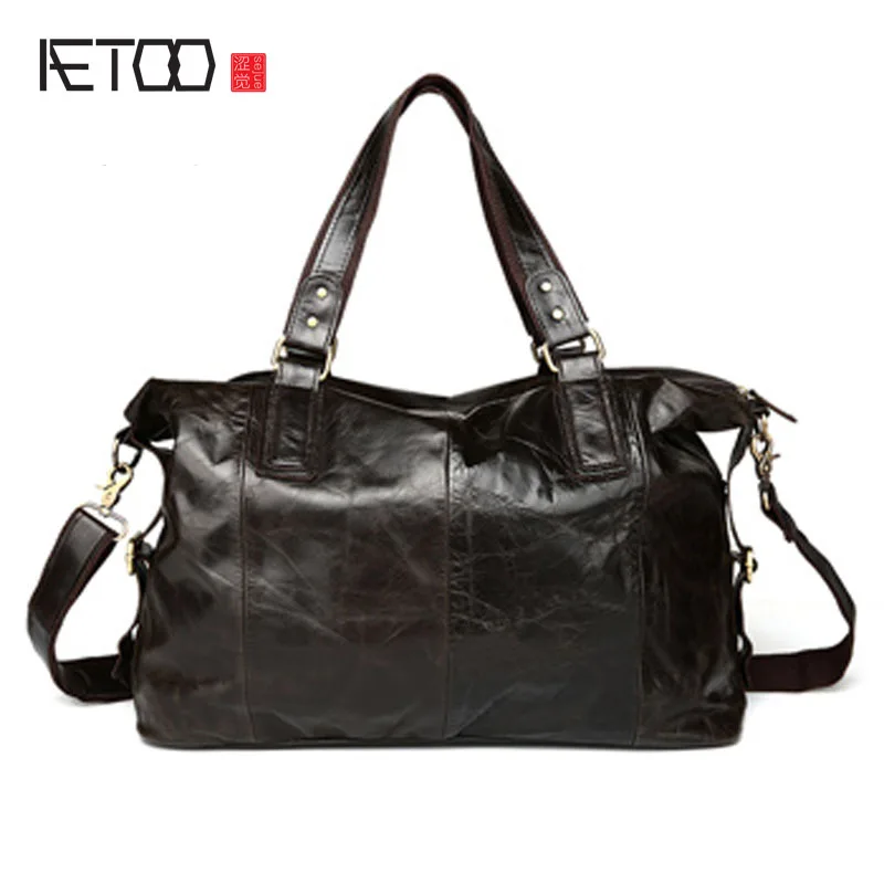 Мужские Винтажные Сумки-мессенджеры AETOOvintage из 100% натуральной кожи вместительный