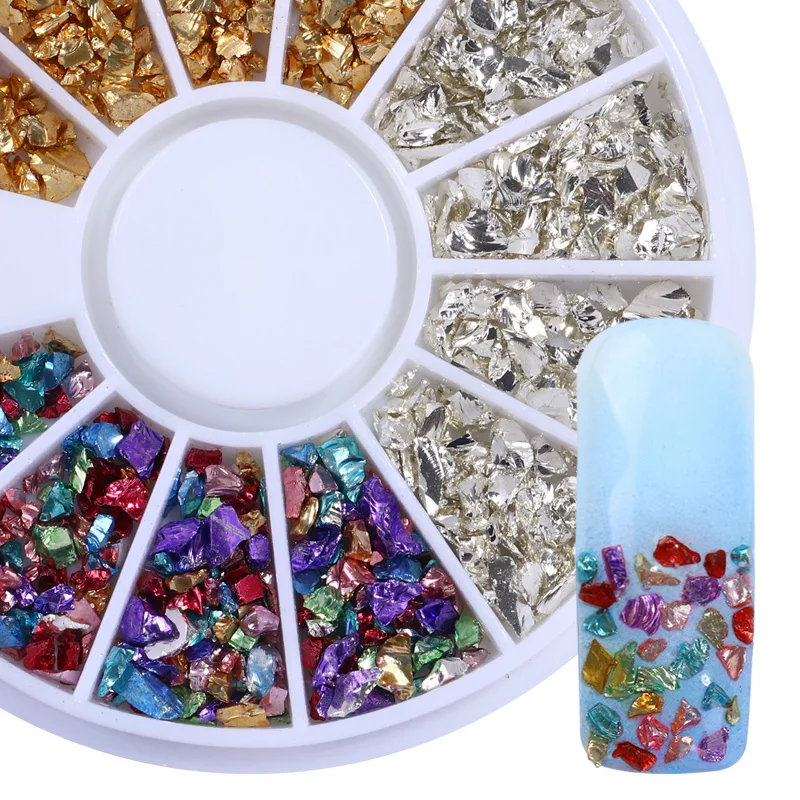 

ixed Color Irregular Ore Nail Studs Gold Silver 3D Nail Decoration in Wheel Manicure Nail Art Accessories