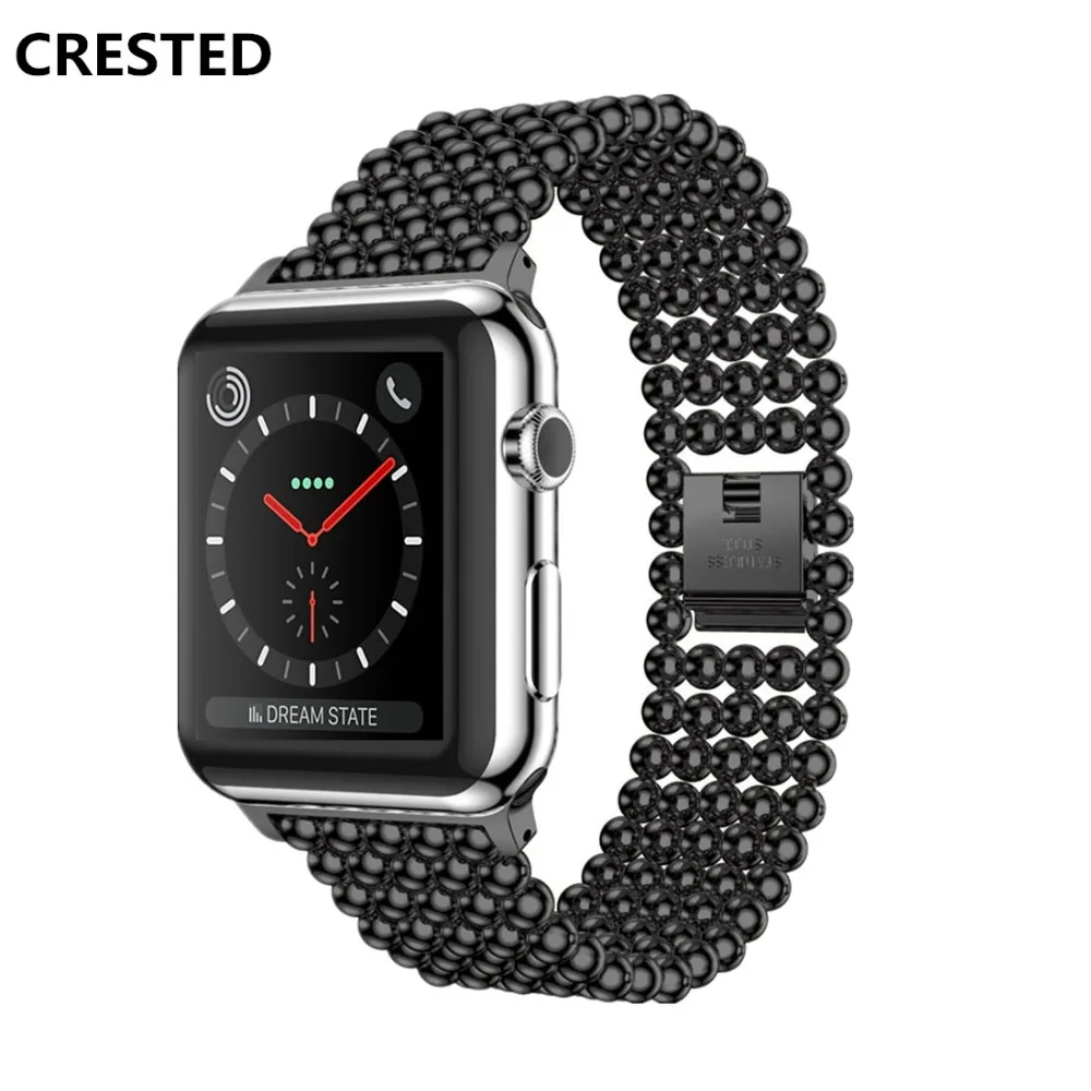 

CRESTED Stainless Steel strap For Apple Watch Band 42mm 38mm iwatch series 3 2 1 wristband link Bracelet Straps metal watchband