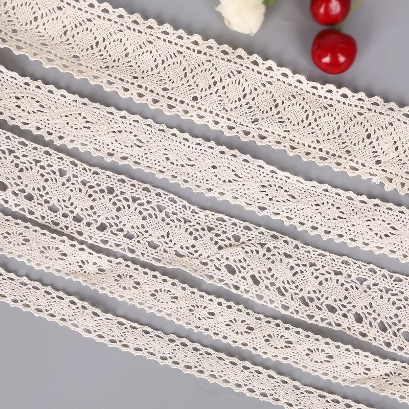 

5 Yards Ivory Cotton Lace Trim Fabric Ribbon Scrapbooking Craft Accessories for DIY Apparel Sewing Handmade Patchwork