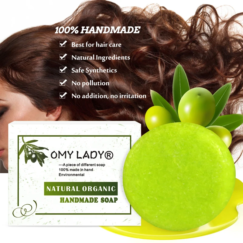 

OMYLADY 100% Pure Natural Handmade Shampoo Soap Olive Oil Essential Oil Hair Cold Processed Anti-Dandruff Off Hair Care