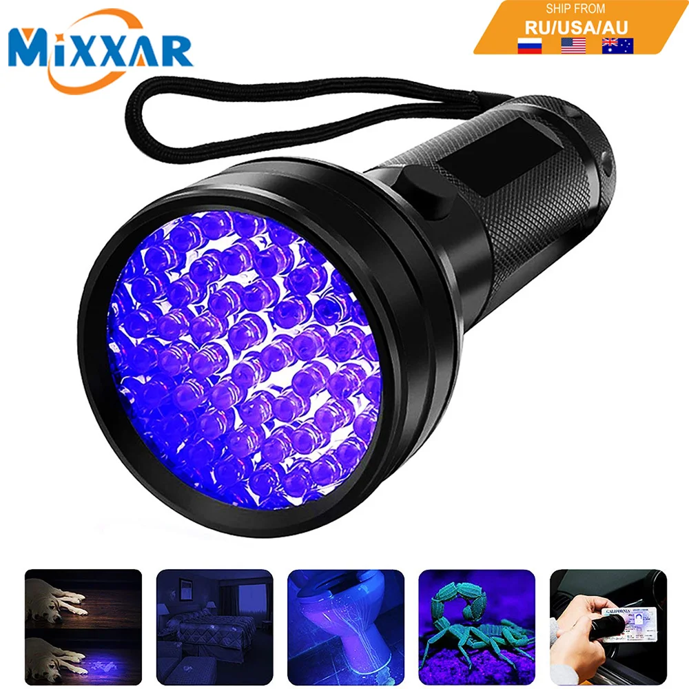 

ZK20 Dropshipping UV Flashlight 51Leds 395nM Ultraviolet Blacklight Detector for Urine Pet Stain Handheld Torch Scorpion Hunting