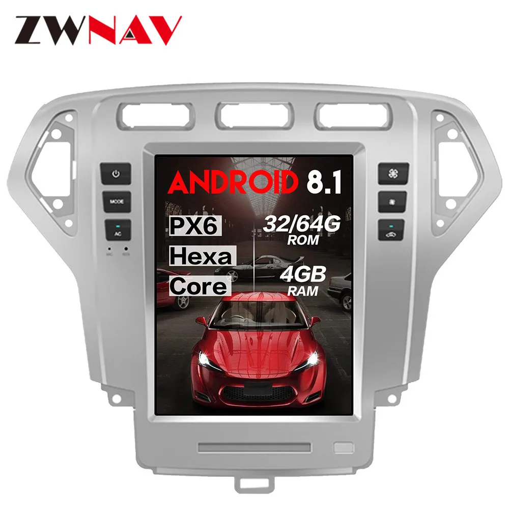 PX6 4 + 64 Tesla style Android 8 Автомобильный мультимедийный плеер для Ford Mondeo Fusion MK4 2007 2010 GPS