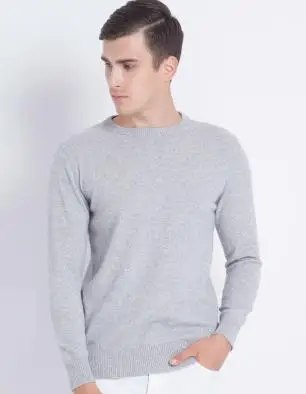 Большой размер коза, кашемир мужской бутик повседневный деловой пуловер свитер сплошной цвет O/v-образным вырезом S/105-3XL/130 - Цвет: light grey O