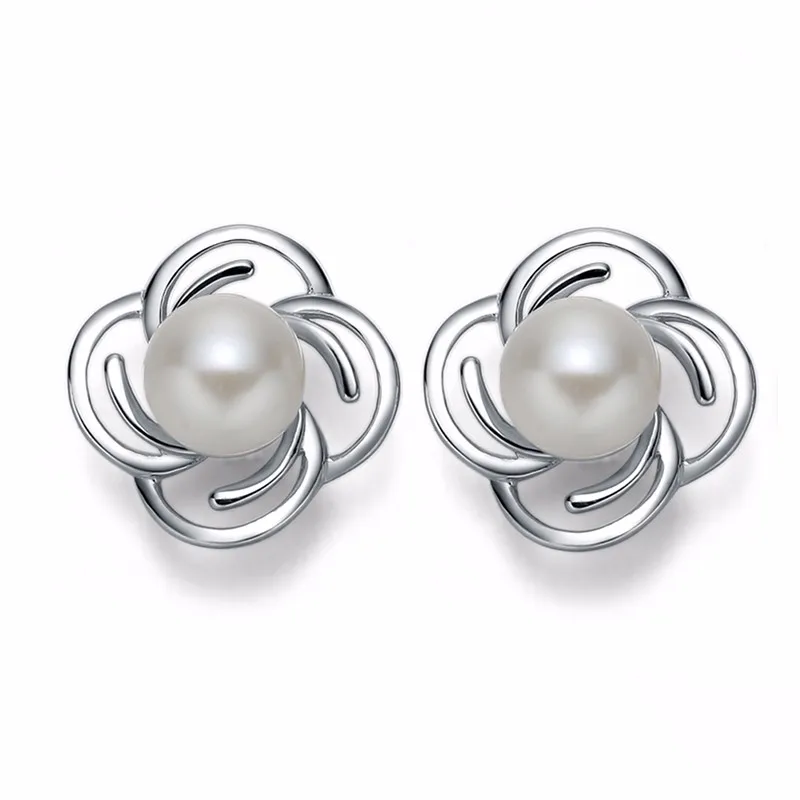 TZ4167E 925 Sterling silver stud earring for women with natural freshwater pearls fine jewelry (5)