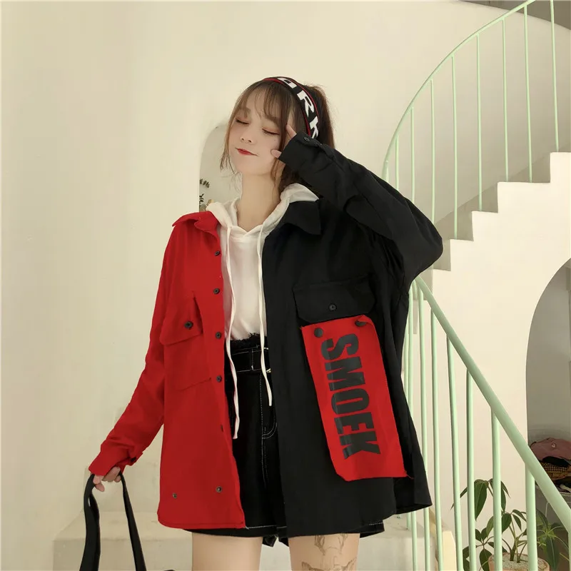Весенняя уличная одежда новая свободная прошитая Женская куртка бейсбольная форма Harajuku с буквенным принтом размера плюс пальто женский топ - Цвет: Красный