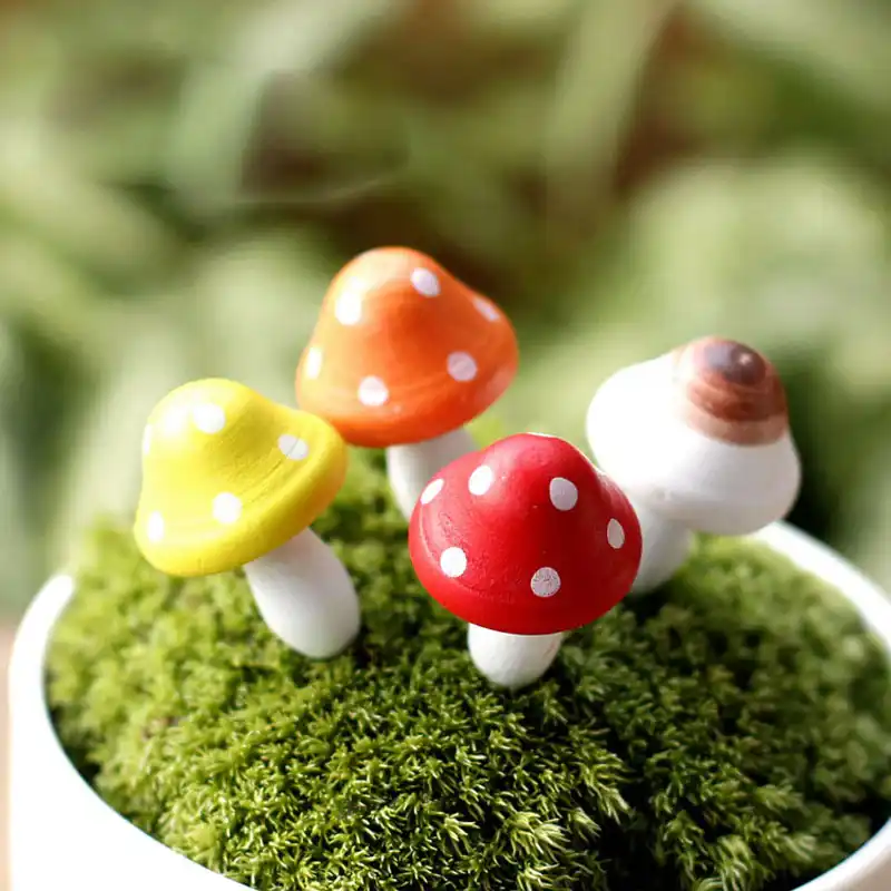 Cogumelos de madeira em miniatura fadas jardim casa casas decoração mini artesanato micro paisagismo decoração diy acessórios cor madeira