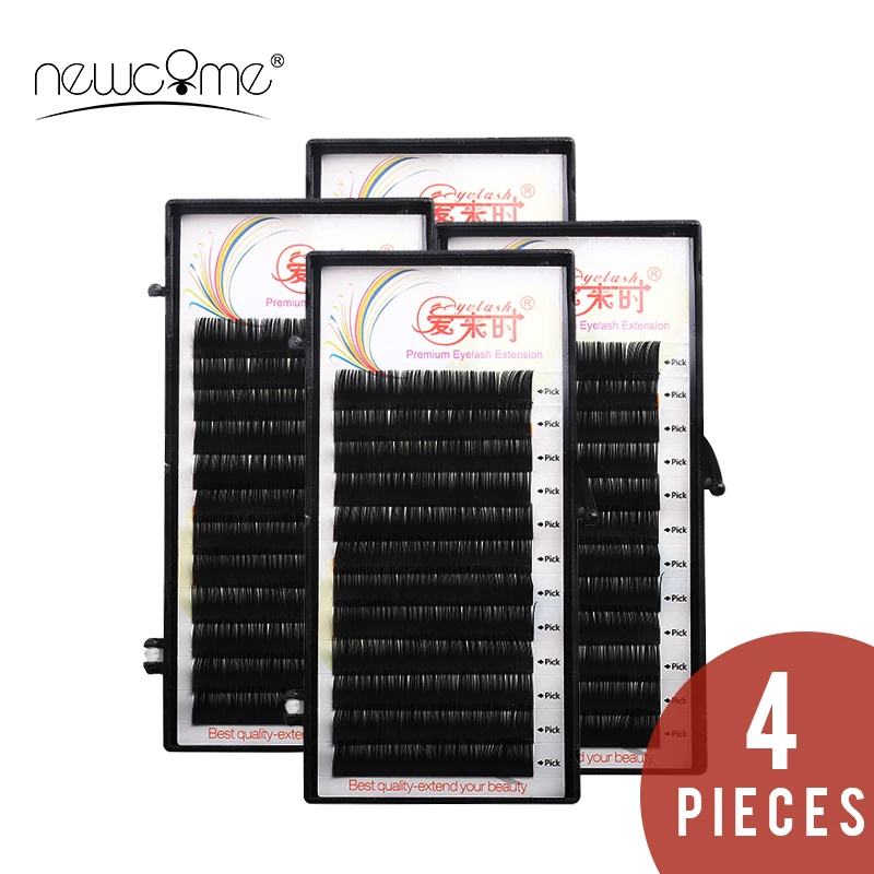 

4 Trays 0.05 Thickness Eyelash Extension 3D Individual Natural Long Soft Korean Silk Eyelashes With Free Shipping