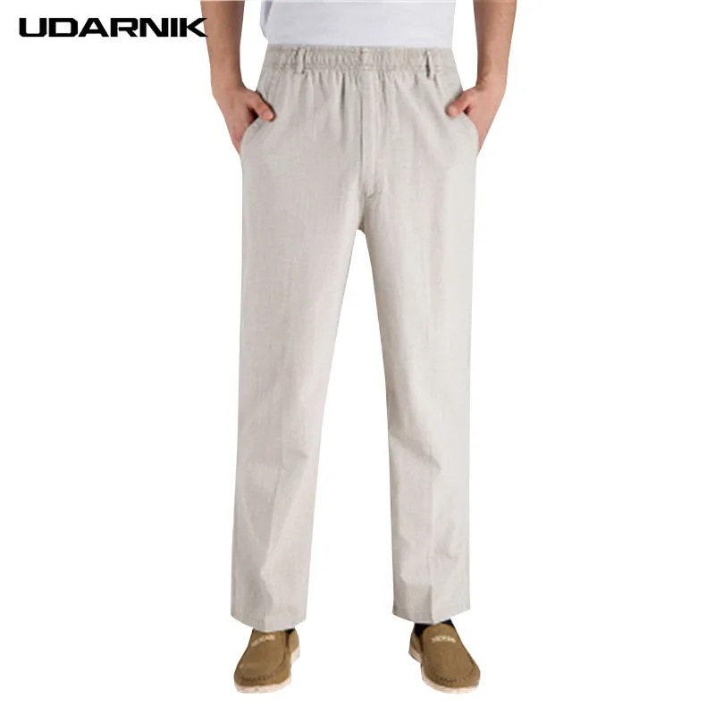 Aliexpress.com : Buy Summer Men Pants Lightweight Cotton Linen Elastic ...