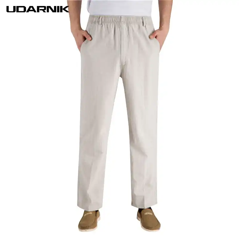 Men's lightweight cotton elastic waist pants Clearance
