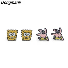 P3201 Dongmanli аниме и Патрик звезда серьги гвоздики для женщин эмалированная нержавеющая сталь пирсинг ювелирные изделия из Кореи девочек