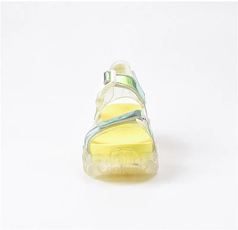 GCYFWJ/Женская обувь; цвет желтый, зеленый; Летние хрустальные тапки сандалии; женские модные сандалии из прозрачного ПВХ с пряжкой и ремешком; яркие цвета