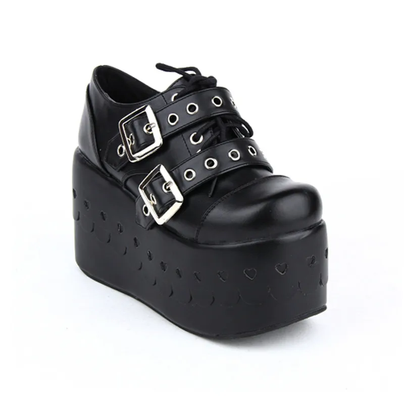 Peu Pu6030 Chaussures Dentelle Cosplay Doux Profonde Complet Femelle Pente Lolita Douce Princesse Noir Talon Punk Up FKTJl1c