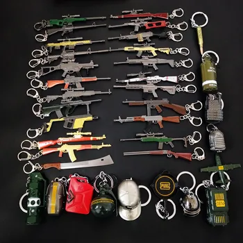 

Game PUBG Keychain All Styles PUBG 98K AWM Weapon Model Keyring Helmet Pan key chain llaveros For Cosplay Fans Gifts