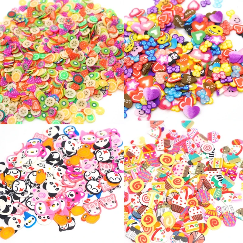 

Meet Across New 300pcs/pack Mixed Stype Colorful Nail Art 3D Fruit Fimo Slices Polymer Clay Nail Sticker DIY Slice Decorations