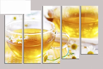 

Hot sales 5pcs Oil Painting On Canvas about "Chrysanthemum tea" home Decor Modern living room decoration wall stickers RM5-074