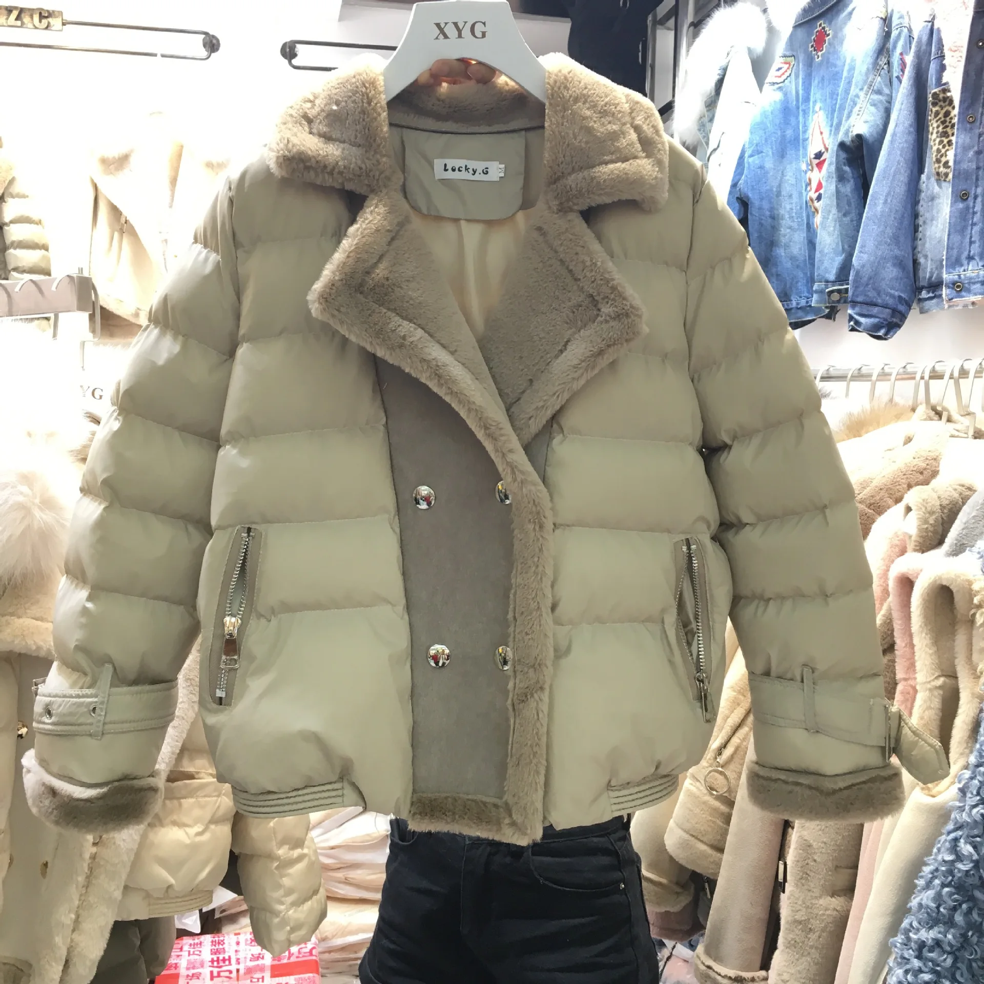 Greatest  Coats and Jackets Women 2019 Splice Fleece Jacket Women Thick Warm Streetwear Cropped Jacket Turn-d