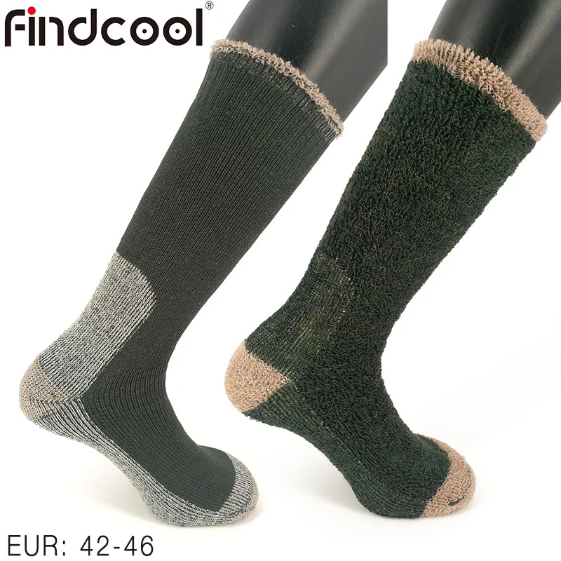 FINDCOOL, шерсть мериноса, плотные теплые носки, носки для велоспорта, носки для верховой езды, мужские, женские, для спорта на открытом воздухе, носки для бега, велосипеда - Цвет: Army Green  EUR 42-4