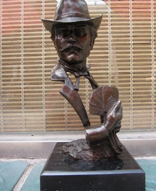 

150401 S0584 Signed Bronze Copper Statue wager King playing card Sculpture statue discount 30% (C0324)