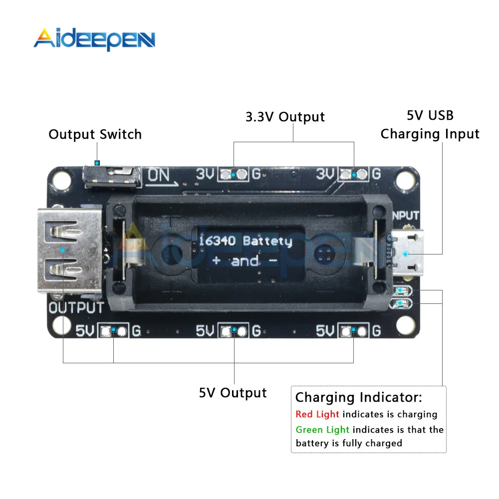 1 шт. 16340 Перезаряжаемые литий Батарея Зарядное устройство щит ESP8266 ESP32 2 двойной Мощность банка модуль для Arduino UNO R3 один