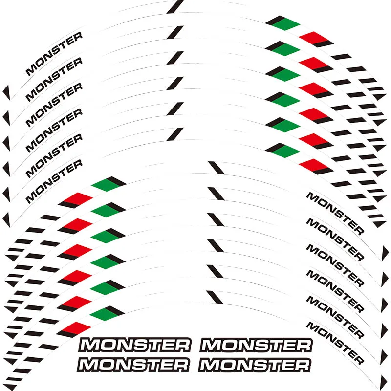 Высокое качество 12 X толстый край внешний обод наклейки в полоску колесные наклейки подходят для всех DUCATI MONSTER 695 696 796 1100S 1100 797 821 795