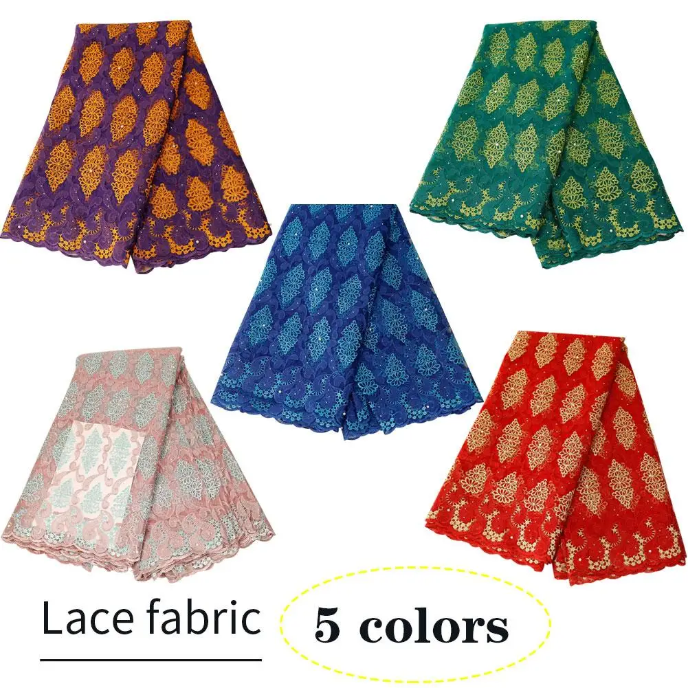 

5 Yards Embroidered Lace Fabric African Lace For Curtains Cheongsam Dresses For Women Handmade DIY Clothes Sewing Supplies 20E