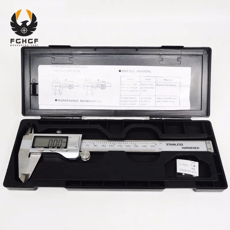 FGHGF 0-6 inç aracı Vernier Kumpas pakimetre paslanmaz elektronik Dijital hassas metrik Schuifmaat Dijital Kumpas