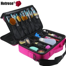 Hotrose Women Professional Makeup Organizer Kit Pink Cosmetic Case Large Capacity Storage Bag Free Disassembly Makeup Suitcases