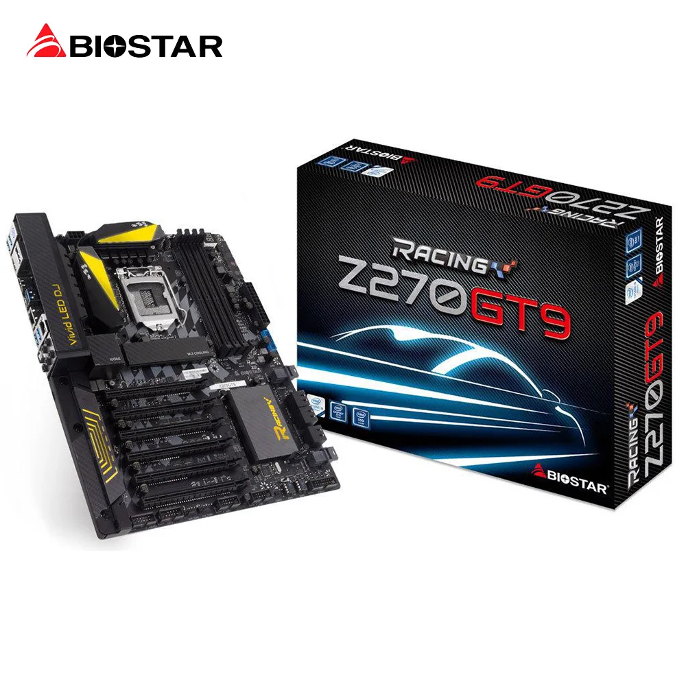 BIOSTAR Z270GT9 1151 Desktop Computer Motherboard Support 4 DIMM DDR4 3600(OC) 2400 2133 1866 64G Z270 LGA 1151 Core i7 i5 i3 biostar new h110mlc desktop motherboard for intel core i5 i7 7700k 6700 cpu lga 1151 micro atx ddr4 2133 1866 computer mainboard