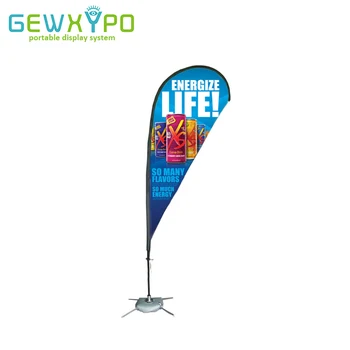 

350cm High Quality Teardrop Beach Flag Chromed Steel Base Advertising Promotional Flagpole With Flying Banner Printing