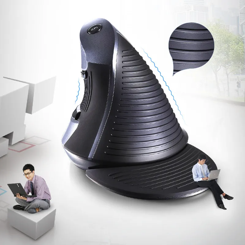 Ceny Delux M618 GX ergonomiczna pionowa mysz bezprzewodowa 6 przycisków 1600DPI mysz optyczna z 3 kolorami futerał silikonowo gumowy na PC Laptop