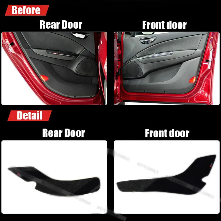 

4pcs Fabric Door Protection Mats Anti-kick Decorative Pads For Fiat Bravo 2008-2011