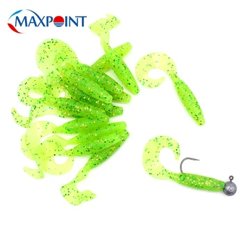 

Small Grub Lures 5 cm Soft Bait PVC Baits 15pcs with UV color for Perch Bass Freshwater Fishing Lures Mini Baits Grub Worm RIG