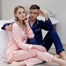 New Spring Summer Stain Silk Male Sleepwear Set High Quality Men Women Home Casual Cardigan Long Sleeve Homme Pyjama Suit Men's Sleep New Spring Summer Stain Silk Male Sleepwear Set High Quality Men Women Home Casual Cardigan Long Sleeve Homme Pyjama Suit Men's Sleep