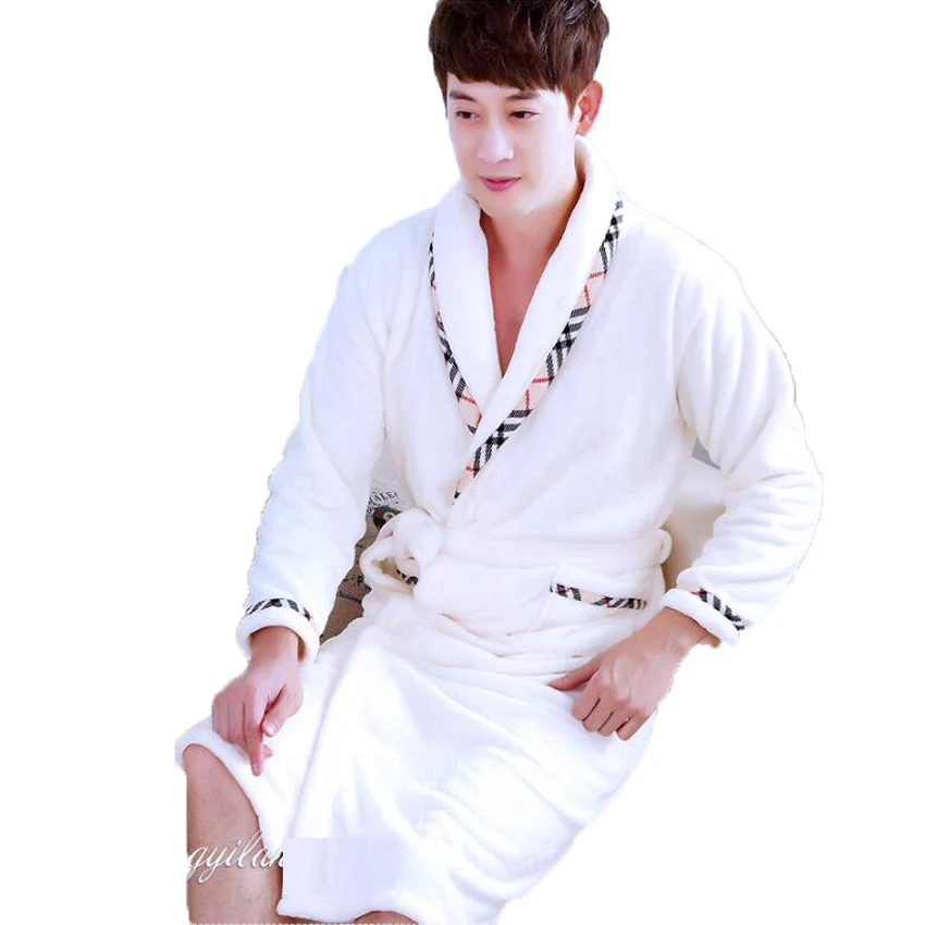 

Pijama Hombre 2018 Winter Flannel Bath Robe Male Female Coral Fleece Bathrobe Men Nightgown Sleepwear Dressing Gown Loungewear