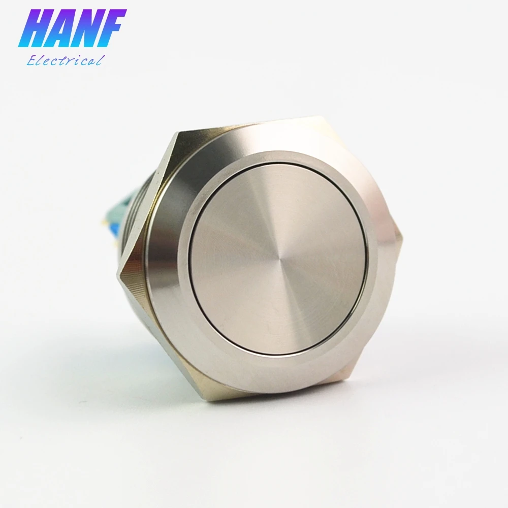 

1pcs 25mm 1NONC Momentary Flat Head Metal Push Button Switch Pin 4 Terminals Waterproof Stainless Steel 2A/250V