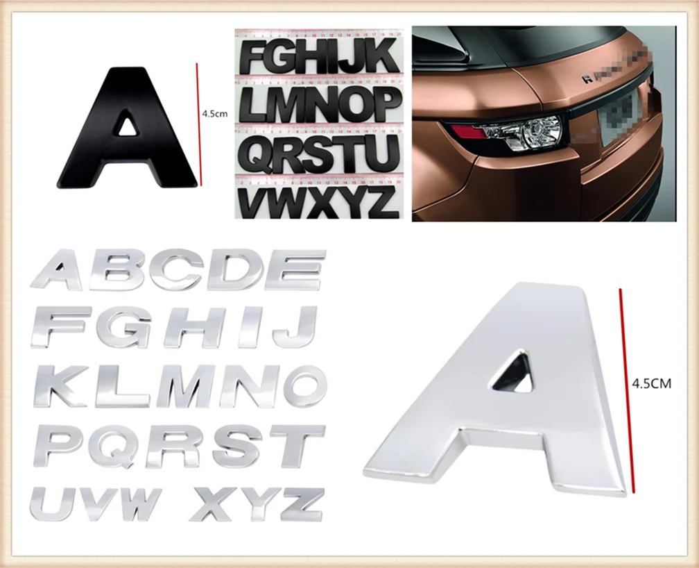 

4.5CM large size car metal alphanumeric English decorative stickers for Volkswagen vw Phaeton 4.2 EOS 3.2 V6