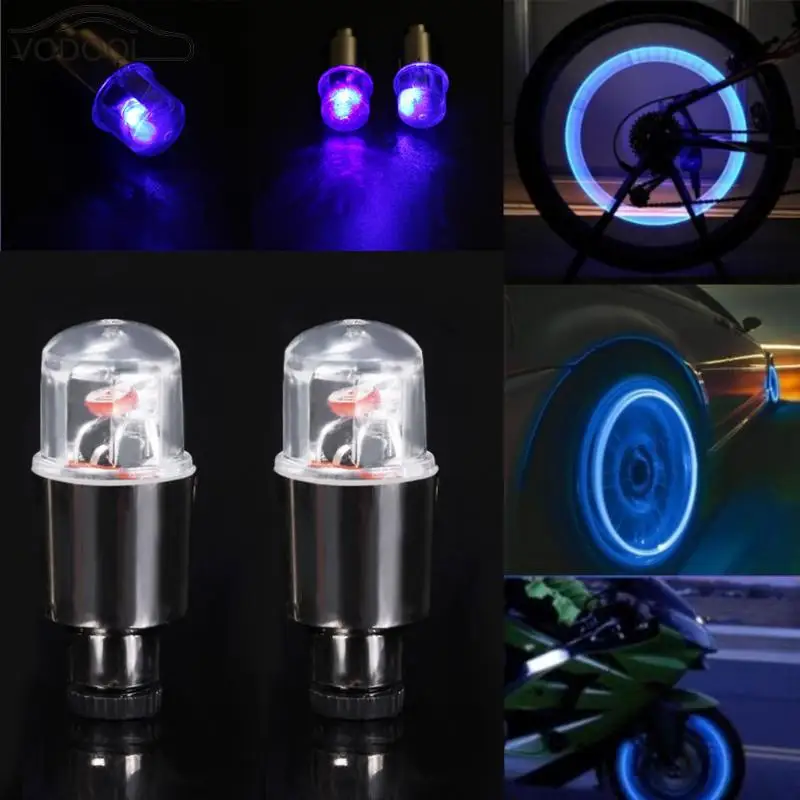 

2Pcs Waterproof Car Tire Valve Stem Cap Light Truck Motorcycle Bike Wheel Tyre Valve Dust Cover Blue Neon Strobe LED Lamp Bulb