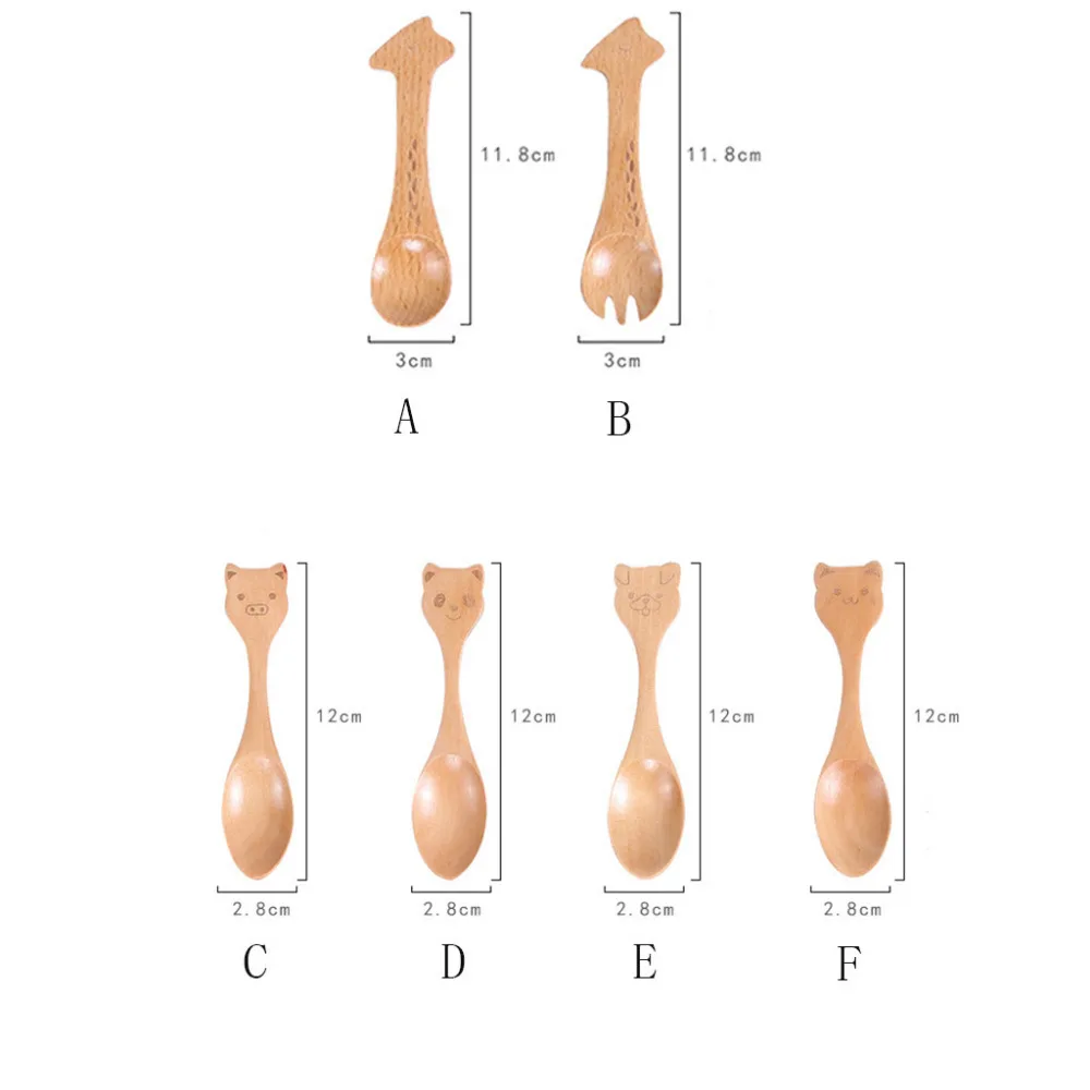 

Fashion 1pcs Wood Cute Animal Pattern Kids Spoon Easy Kitchen Eating Tool Produ Solid Wood Hand-Carved Natural Wood Texture L508