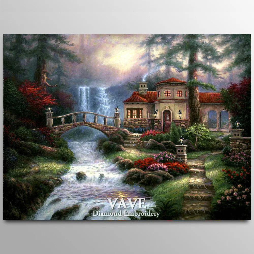 

VAVE Diamond Painting Cross Stitch Full Square Picture of Rhinestone Forest House 5D DIY Diamond Mosaic Diamond Embroidery Sale