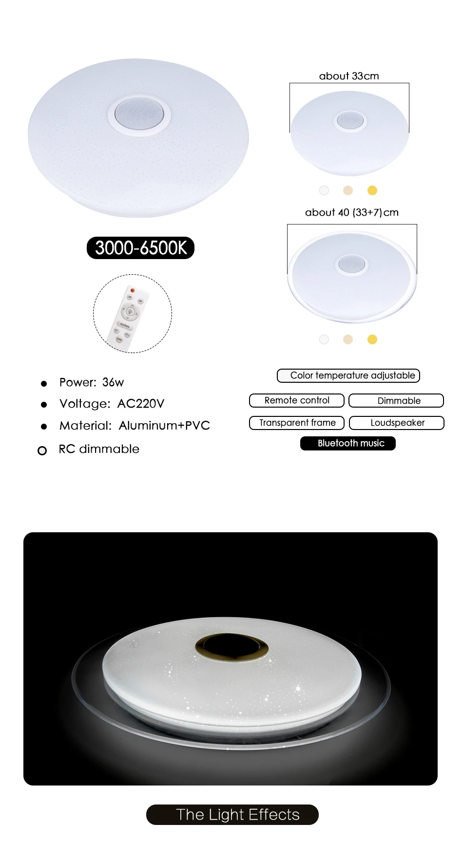 Светодиодный потолочный светильник RGB с регулируемой яркостью 36 Вт 40 Вт смарт-приложение управление Bluetooth музыка современный светодиодный