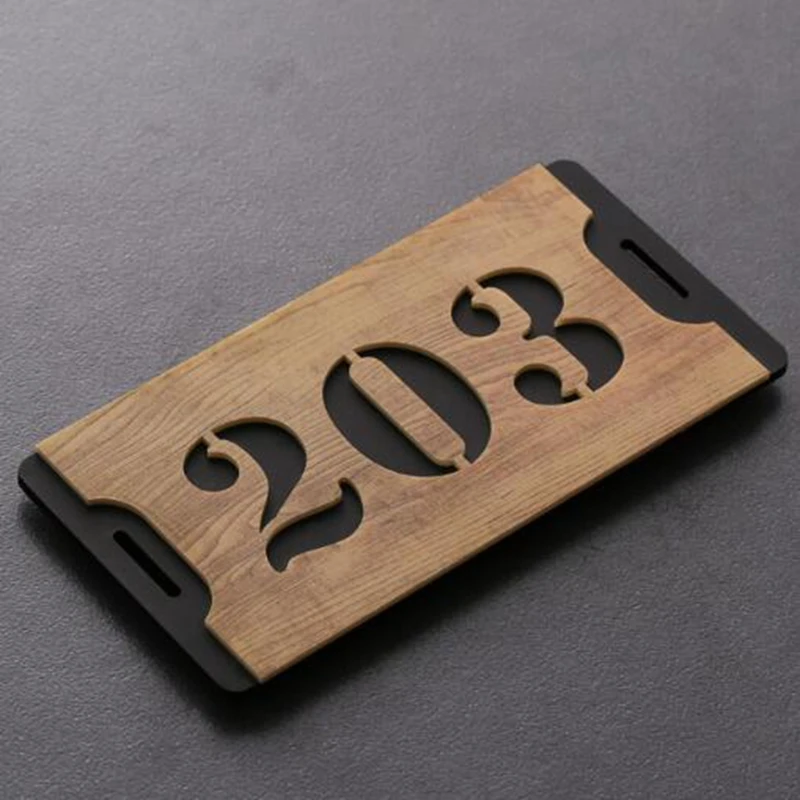 3 Numbers House Number retro style Wood Like Acrylic Gate Number