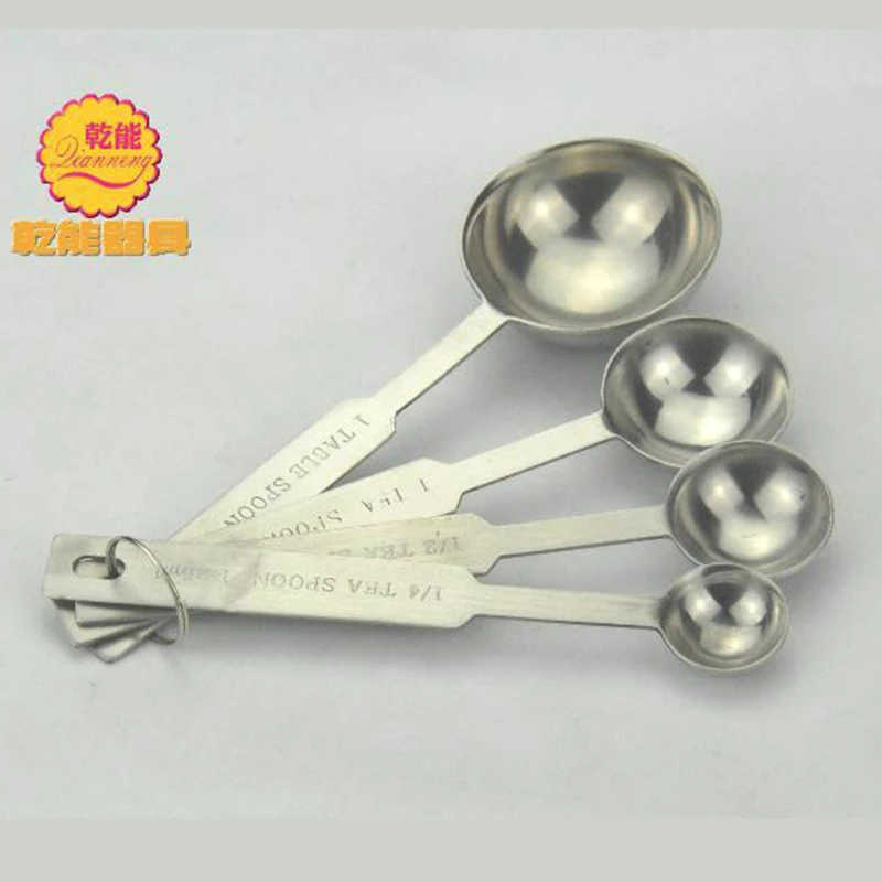 

QN 4pcs/set Measuring Spoon Scoop Stainless Steel Kitchen Measuring Tool Coffee Scoop Kitchen Cooking Flour Sugar Free Shipping