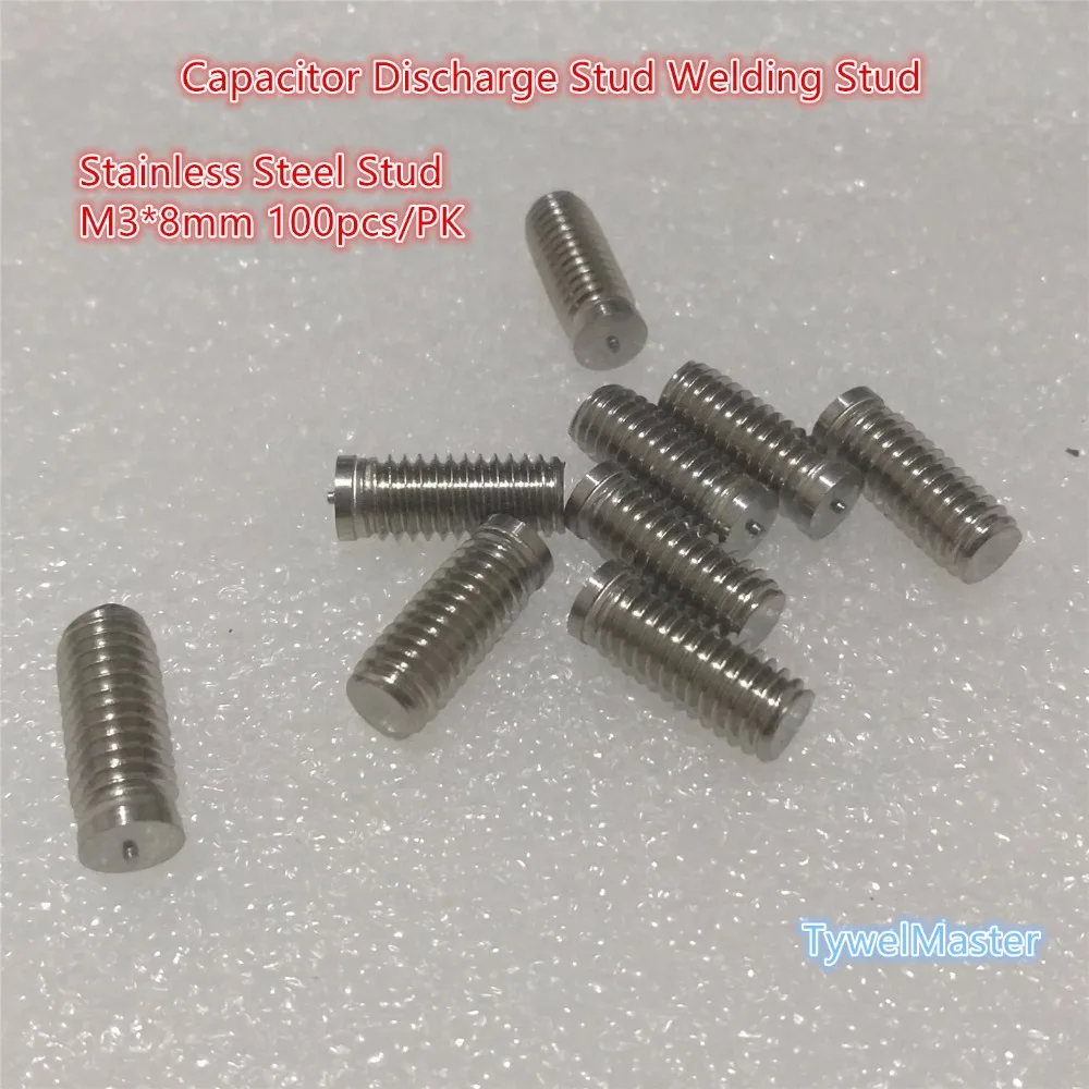 

Stud Welding Stainless Steel 304 Stud M3*8mm(Metric Thread) 100pcs/PK for Capacitor Discharge Stud Welding