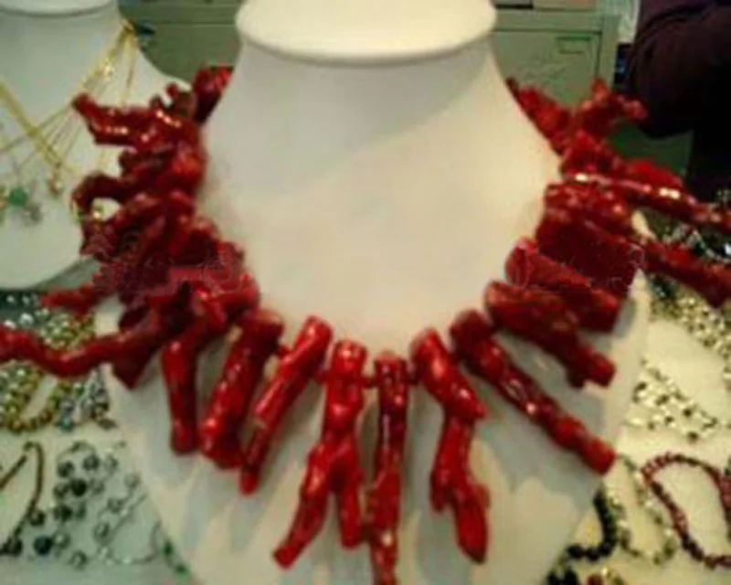 

17 inches 8-40mm Red Natural Original Branch Spike Coral Necklace