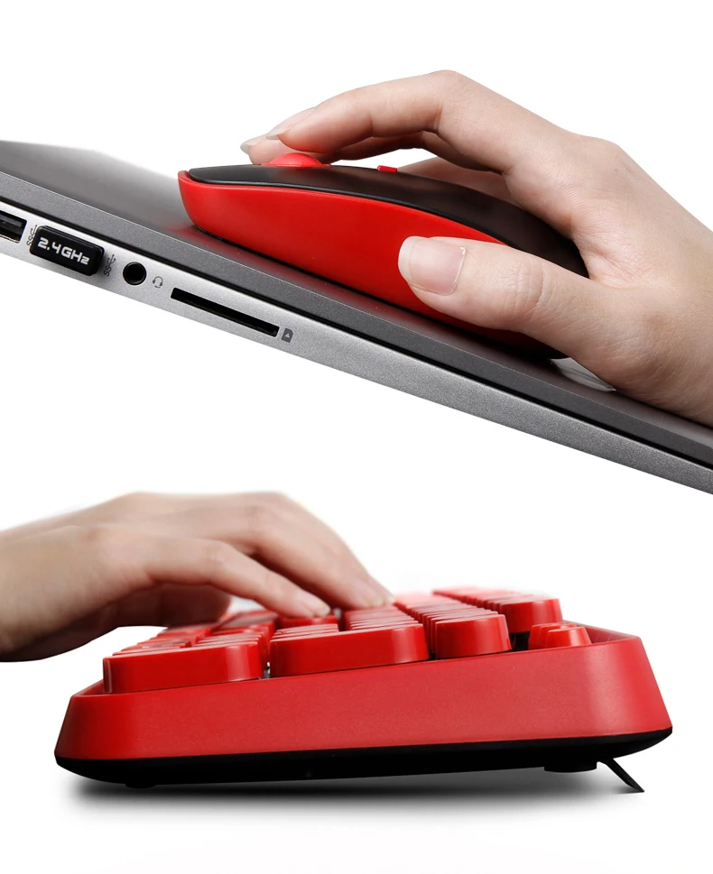 Высокое качество Беспроводной в стиле «панк» в горошек клавишная клавиатура Мышь комплект Gaming Keyboard И Мышь Офис PC компьютерная клавиатура для геймера