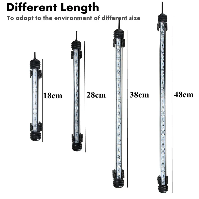 США/ЕС/Великобритания/АС Plug AC110-240V 18/28/38/48 см Водонепроницаемый IP68 погружной аквариум LED 5050 SMD Свет Fish Tank бар полосы света лампы